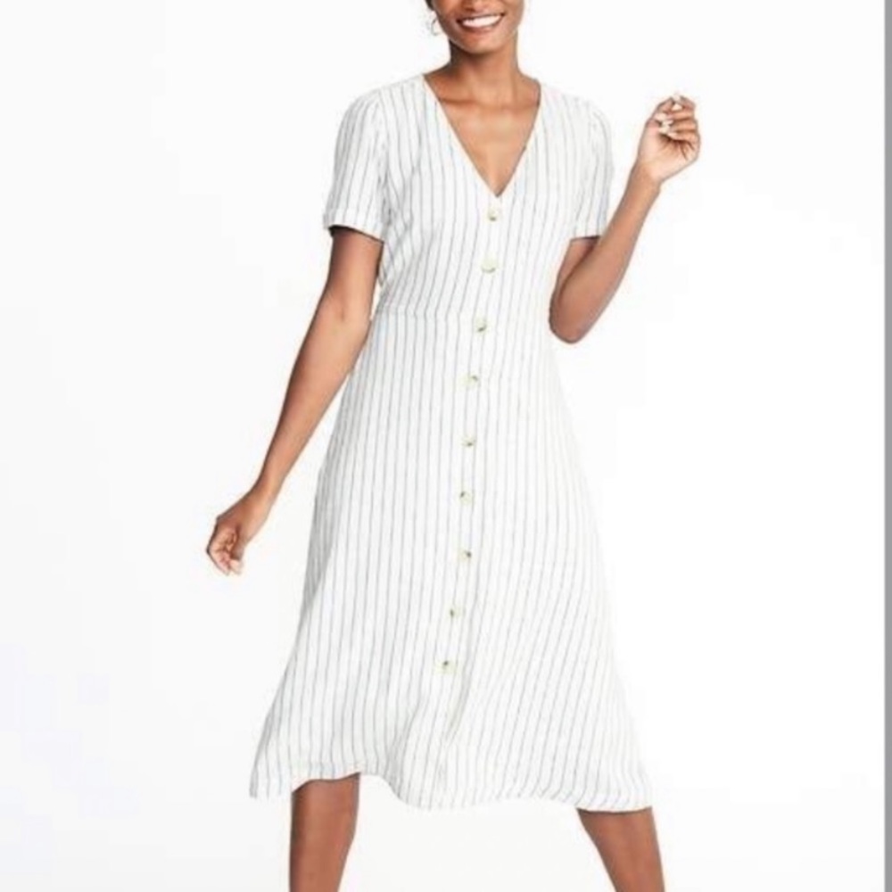 Old Navy Linen Striped Midi Dress